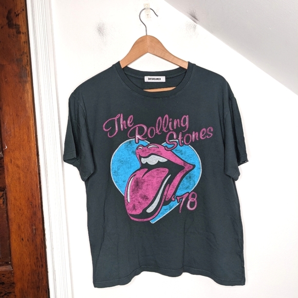 Daydreamer Tops - DAYDREAMER Black Rolling Stone '78 Ticket Graphic Band Boyfriend Tee NEW Size S